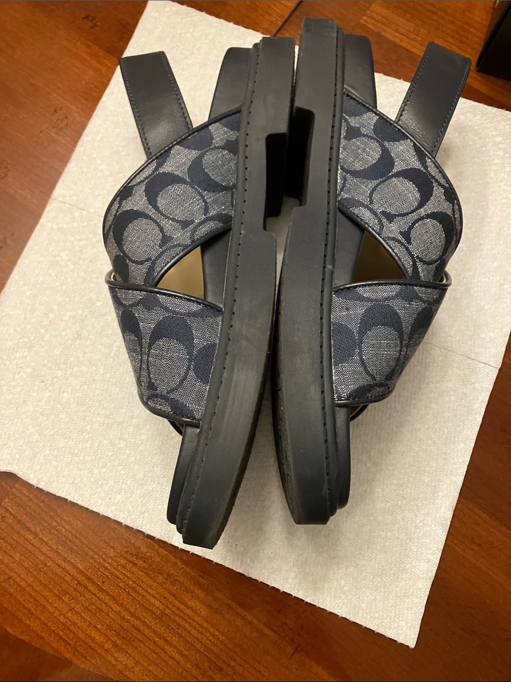 COACH.Navy Signature Canvas Crisscross Slingback Sandals with Box. Size 7 Worn 1 - Picture 13 of 16
